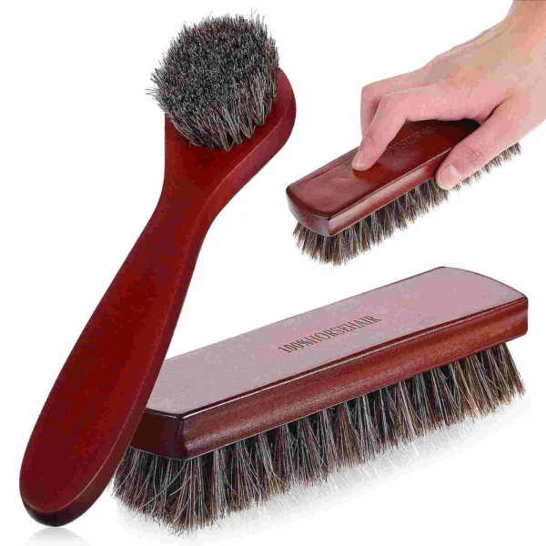 Horse Hair Brush - 2 Pcs Shoe Cleaning & Polishing Kit