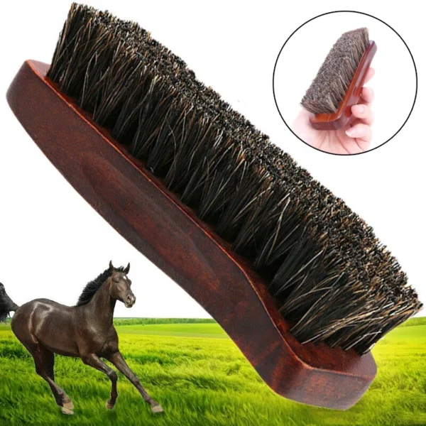 Horse Hair Brush for Shoe Polish, Wood Handle